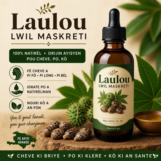 Laulou Lwil maskreti 100% Natural Haitian castor oil.
